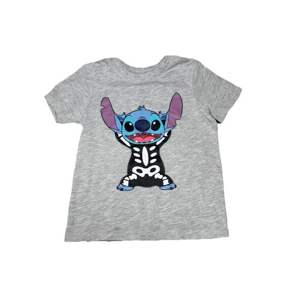 Disney Lilo & Stitch Halloween Short Sleeve Shirt Size 4 Kids Stitch Skeleton - Picture 1 of 6